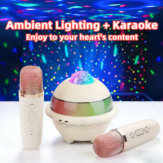 Mini Karaoke Machine, Starry Sky Projector, Portable Karaoke Machine, KTV Projection Light, 1800Mah Battery, Wireless Microphone Speaker, Compatible with Computers, Suitable for Home Use, Camping, Children, Adults, and Parties Tiktokshopspringglowup
