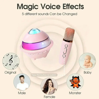 Mini Karaoke Machine, Starry Sky Projector, Portable Karaoke Machine, KTV Projection Light, 1800Mah Battery, Wireless Microphone Speaker, Compatible with Computers, Suitable for Home Use, Camping, Children, Adults, and Parties Tiktokshopspringglowup