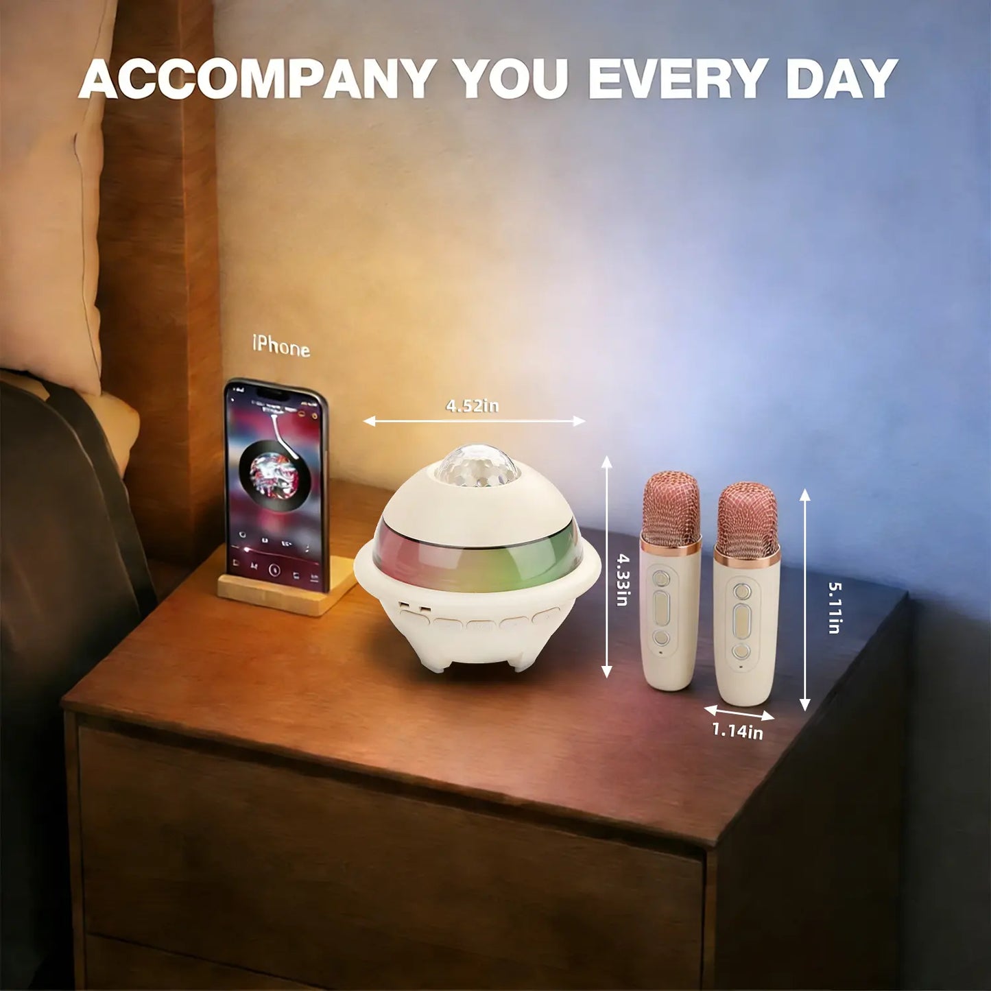 Mini Karaoke Machine, Starry Sky Projector, Portable Karaoke Machine, KTV Projection Light, 1800Mah Battery, Wireless Microphone Speaker, Compatible with Computers, Suitable for Home Use, Camping, Children, Adults, and Parties Tiktokshopspringglowup