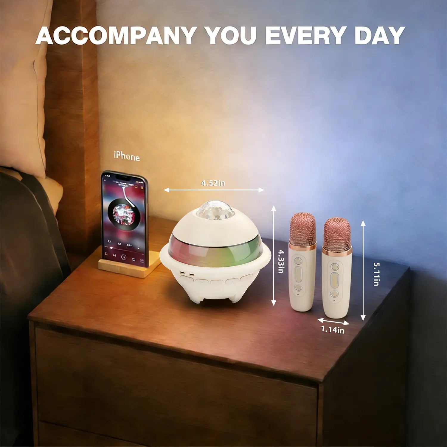 Mini Karaoke Machine, Starry Sky Projector, Portable Karaoke Machine, KTV Projection Light, 1800Mah Battery, Wireless Microphone Speaker, Compatible with Computers, Suitable for Home Use, Camping, Children, Adults, and Parties Tiktokshopspringglowup