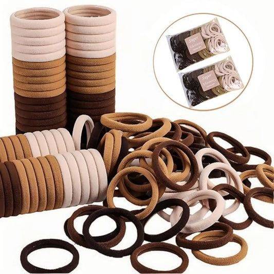 Four-Color Hair Ties, Pack of 20, Elastic Hair Ties, Suitable for Thick and Coarse Hair, Seamless Hair Accessories, Suitable for Women and Girls, Ponytail Hair Ties (Neutral Colors)