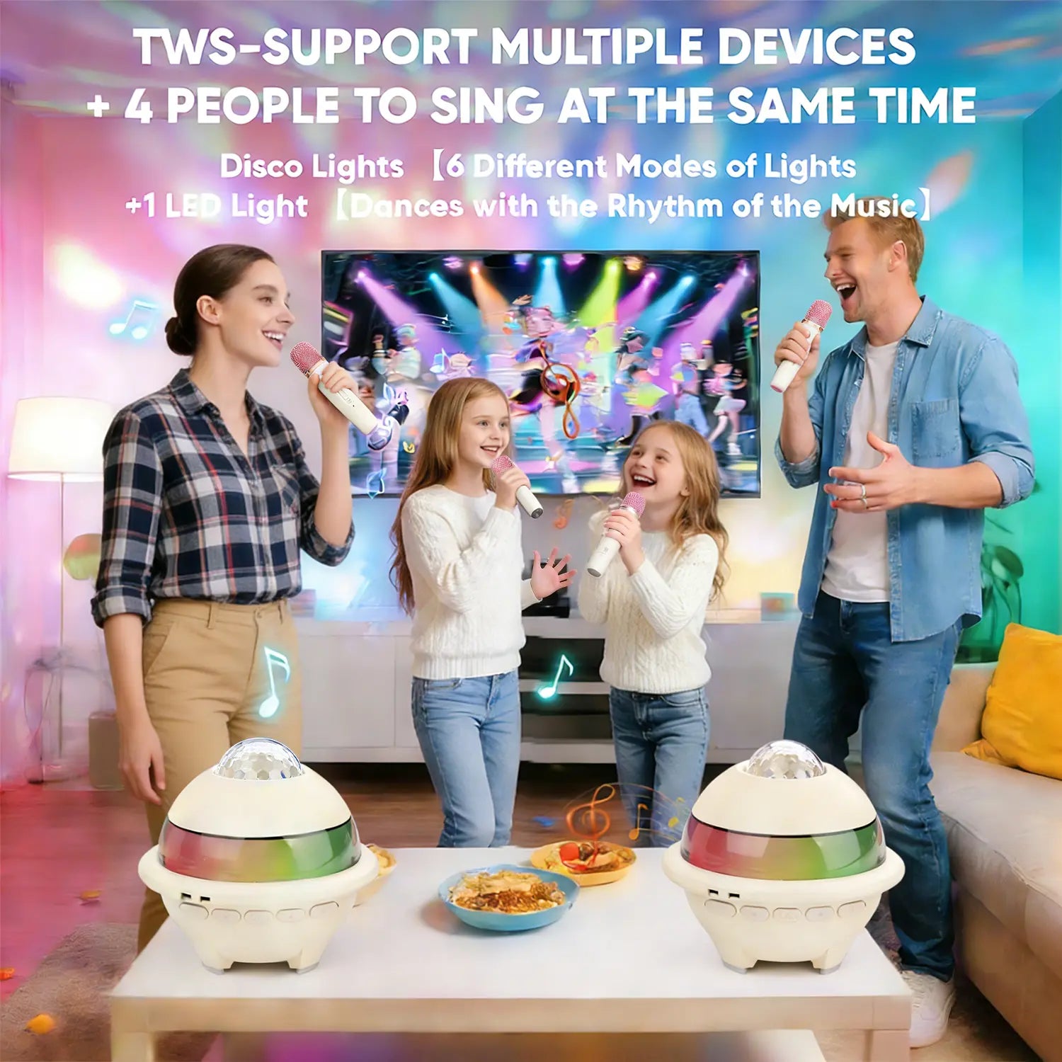 Mini Karaoke Machine, Starry Sky Projector, Portable Karaoke Machine, KTV Projection Light, 1800Mah Battery, Wireless Microphone Speaker, Compatible with Computers, Suitable for Home Use, Camping, Children, Adults, and Parties Tiktokshopspringglowup