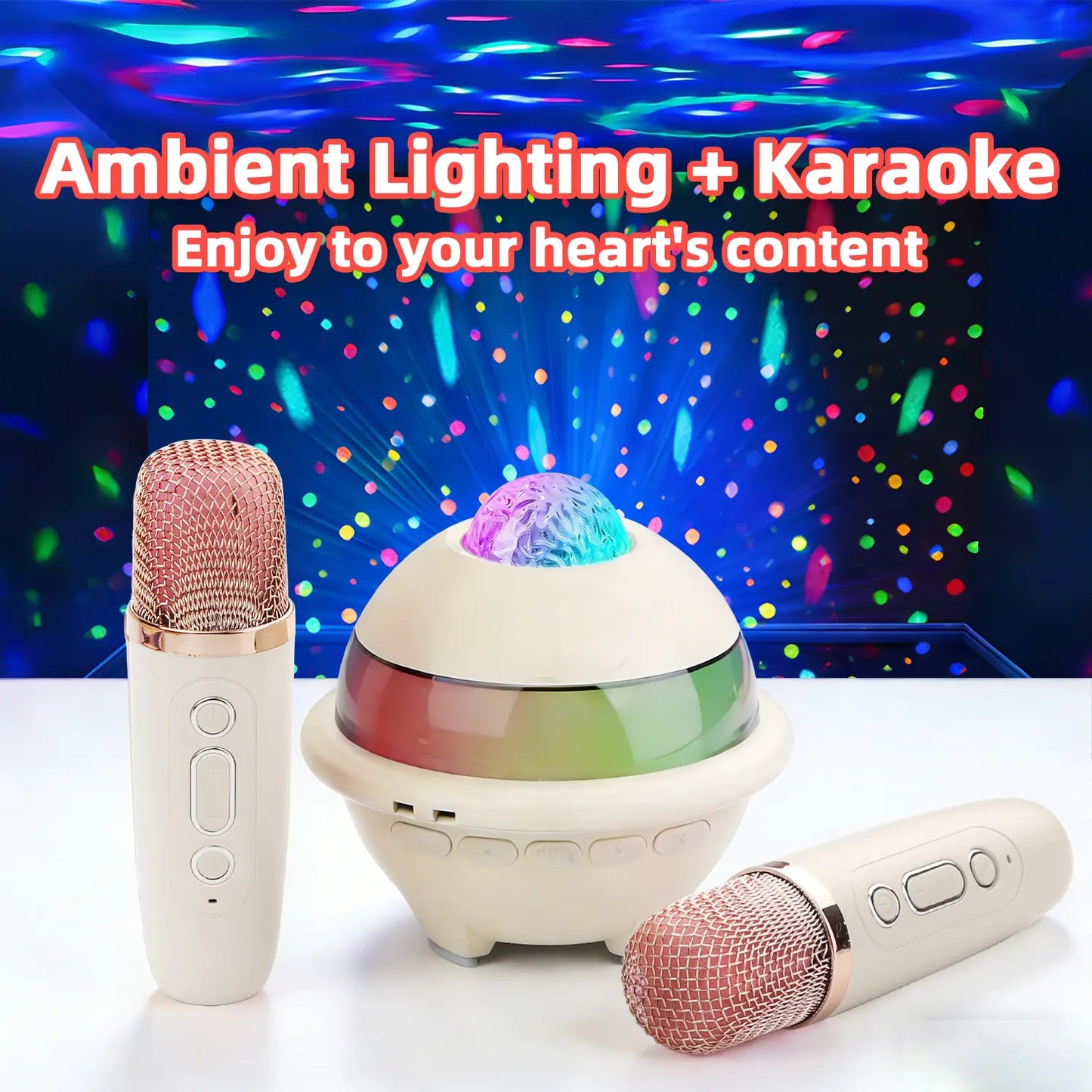 Mini Karaoke Machine, Starry Sky Projector, Portable Karaoke Machine, KTV Projection Light, 1800Mah Battery, Wireless Microphone Speaker, Compatible with Computers, Suitable for Home Use, Camping, Children, Adults, and Parties Tiktokshopspringglowup