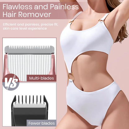 Akunbem 2 in 1 Women'S Electric Shaver Dual Head Bikini Trimmer IPX7 Waterproof Wet Dry Use Body Hair Trimmer Facial Hair Remover for Bikini Underarm Leg Arm Body Face