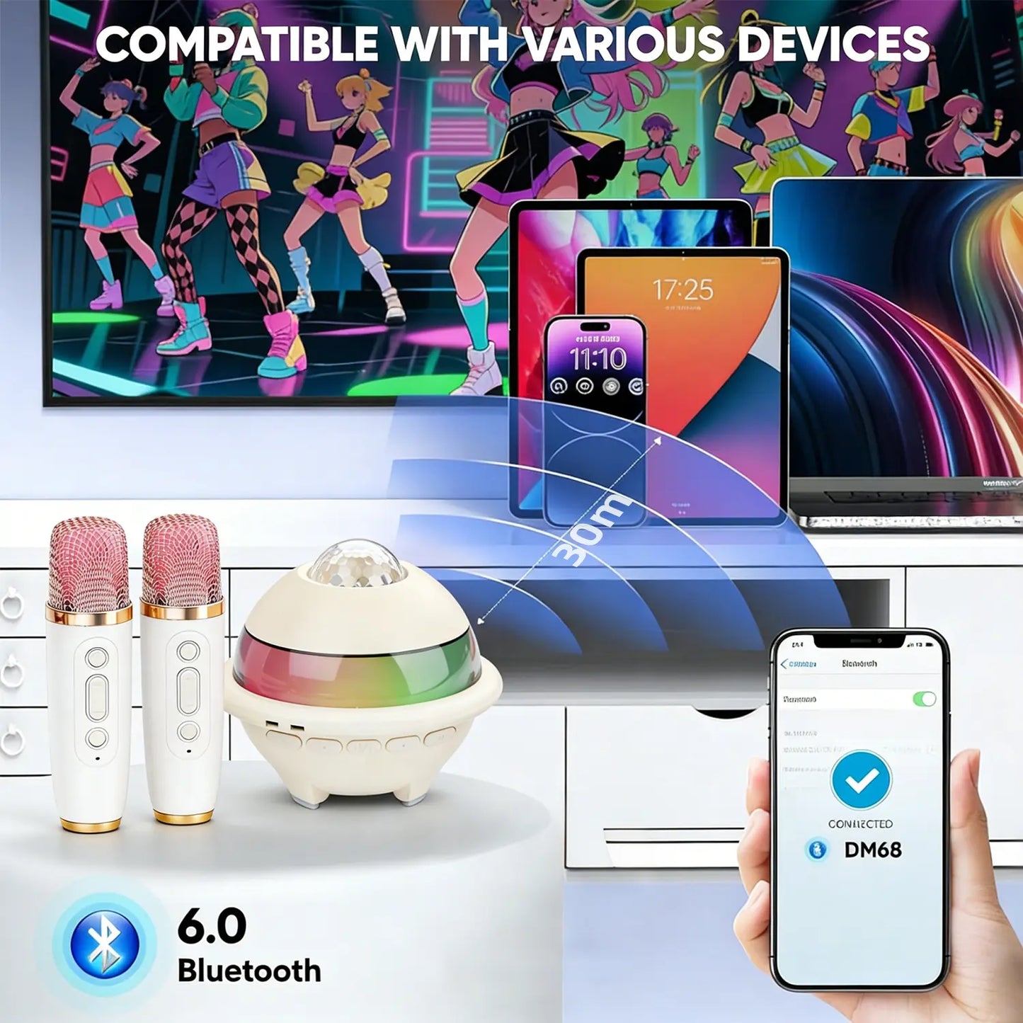 Mini Karaoke Machine, Starry Sky Projector, Portable Karaoke Machine, KTV Projection Light, 1800Mah Battery, Wireless Microphone Speaker, Compatible with Computers, Suitable for Home Use, Camping, Children, Adults, and Parties Tiktokshopspringglowup