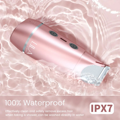 Akunbem 2 in 1 Women'S Electric Shaver Dual Head Bikini Trimmer IPX7 Waterproof Wet Dry Use Body Hair Trimmer Facial Hair Remover for Bikini Underarm Leg Arm Body Face